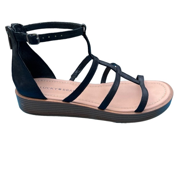 Lucky Brand Women’s Black Leather Cage Sandals Fits like a 9, tagged 8.5 / 39 - Picture 8 of 13